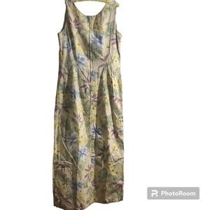 Yellow Floral Printed Cami Dress 100% Cotton M Hawaii Vacation